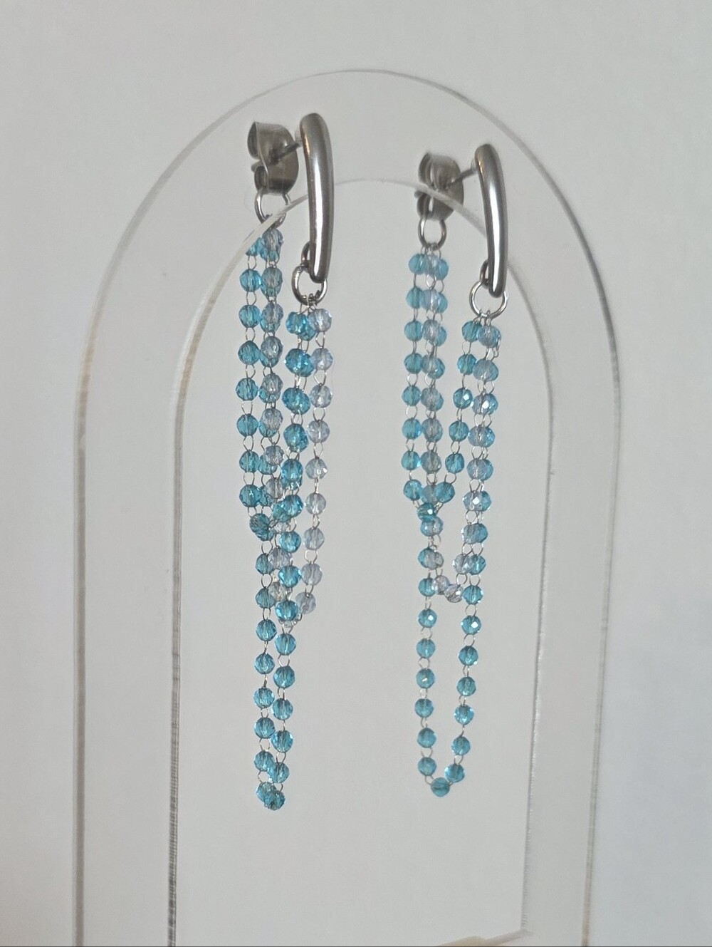 Delicate Blue Crystal Drop Earrings - Women's Jewelry